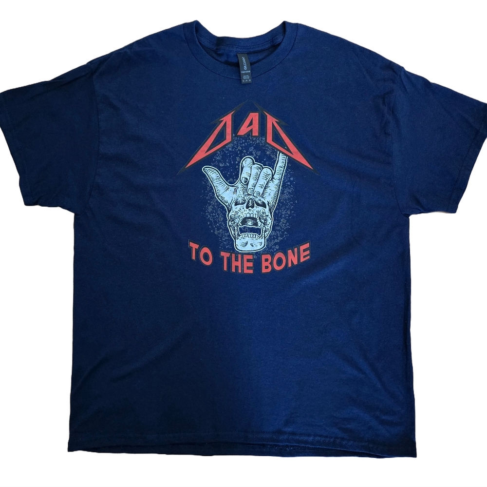 Men’s XL “Dad to the Bone” Tee | Skeleton Rock Hand Shirt | Funny Dad Gift
